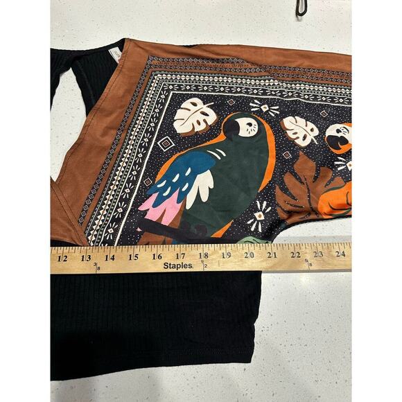 Blue steel Women’s Top Cropped Kimono Sleeves open back XL Retro Y2K Hippie Boho - Picture 6 of 9